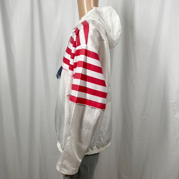 Vintage 90s Star On The Beach Unisex One Size White USA Flag Windbreaker Hoodie - Picture 4 of 9